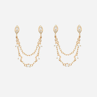 Crystal Chain Stiftörhängen 925 Silver 18K Guldpläterad