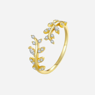 Zirconia Leaf Ring 18K Guldpläterad