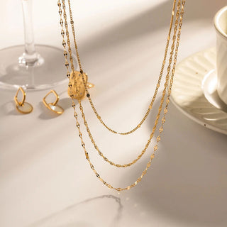 Layer Halsband Smyckesset 18K Guldpläterad