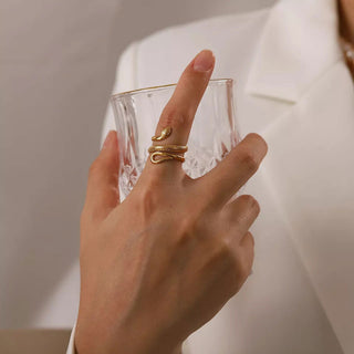 Snake Texture Ring 18K Guldpläterad