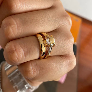 Heart Layer Ring 18K Guldpläterad