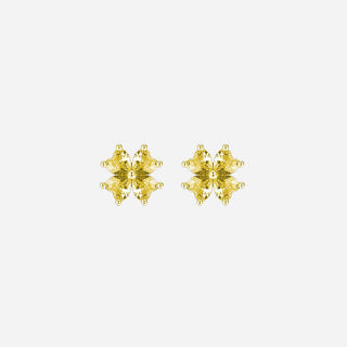 Glittrande Gold Flower Stiftörhängen 925 Silver 18K Guldpläterad