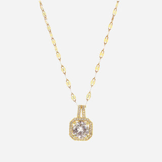 Square Crystal Halsband 18K Guldpläterad