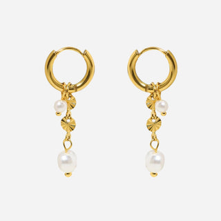 Sunburst Freshwater Pearl Örhängen 18K Guldbelagt
