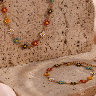 Daisy Summer Halsband + Armband Smyckesset 18K Guldpläterad