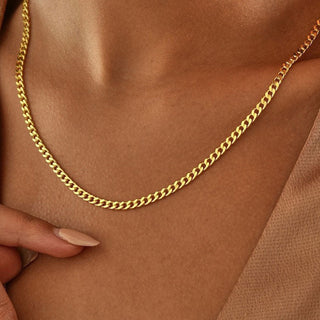 Panzer Flat Halsband 925 Silver 18K Guldpläterad 3mm