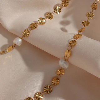 Sunburst Sötvattenspärla Halsband 18K Guldpläterad