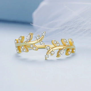 Zirconia Leaf Ring 18K Guldpläterad