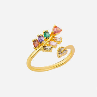 Summer Zirconia Mix Leaf Ring 18K Guldpläterad