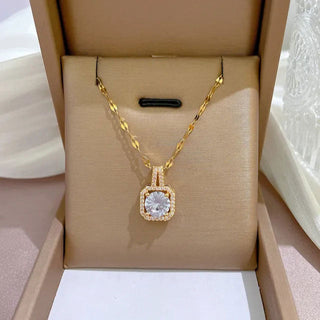 Square Crystal Halsband 18K Guldpläterad