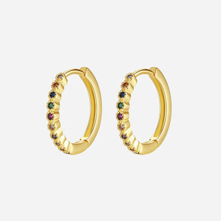 Mini Zirconia Multi Crystal Örhängen 925 Silver 18K Guldpläterad