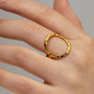 Hammered Open Ring 18K Guldpläterad