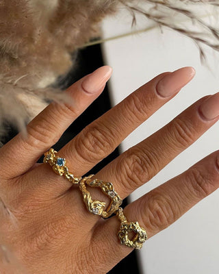 Zirconia Ring 925 Silver 18K Guldpläterad