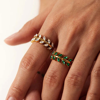 Classic Zirconia Green Ring 18K Guldpläterad