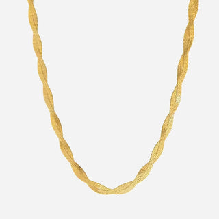 Twisted Flat Snake Choker 18K Guldpläterad 4mm