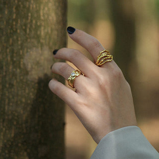 Unika Ring 925 Silver 18K Guldpläterad