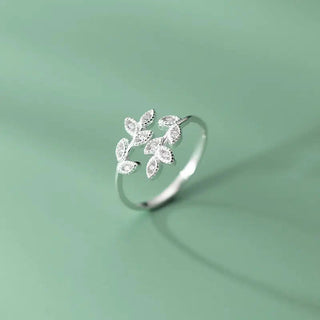 Cute Zirconia Leaf Ring 925 Silver