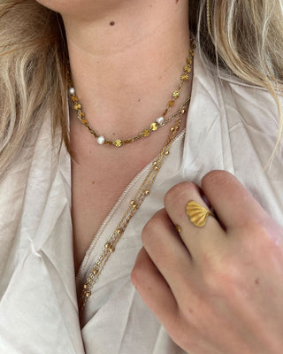 Sunburst Sötvattenspärla Halsband 18K Guldpläterad