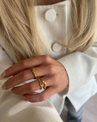 Elegant Zirconia Ring 925 Silver 18K Guldpläterad