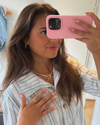 Callisto Hammered Moon Sötvattenspärla Halsband 18K Guldpläterad