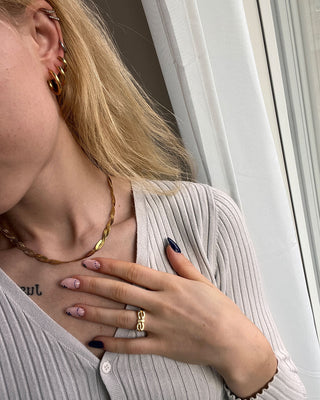 Twisted Flat Snake Choker 18K Guldpläterad 4mm