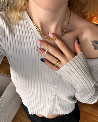 Zirconia Leaf Halsband 18K Guldpläterad