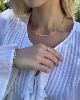 Round Sunburst Choker 18K Guldpläterad 4mm
