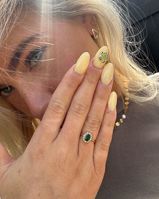Floral Green Zirconia Ring 18K Guldpläterad