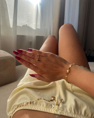 Sunburst Sötvattenspärla Armband 18K Guldpläterad