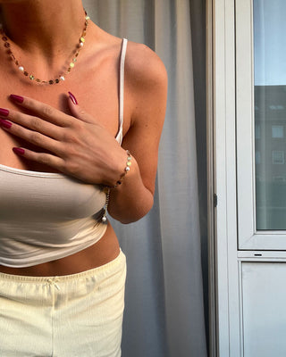 Sunburst Sötvattenspärla Halsband 18K Guldpläterad