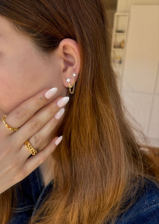 Zirconia Flower Stiftörhängen 925 Silver 18K Guldpläterad