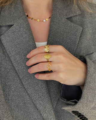 Sunburst Sötvattenspärla Halsband 18K Guldpläterad