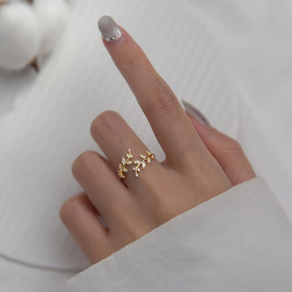 Zirconia Leaf Ring 18K Guldpläterad