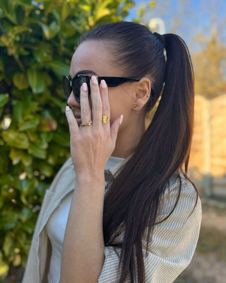 Crystal Zirconia Ring 925 Silver 18K Guldpläterad