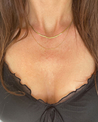 Flat Snake Layer Choker Smyckesset 18K Guldpläterad