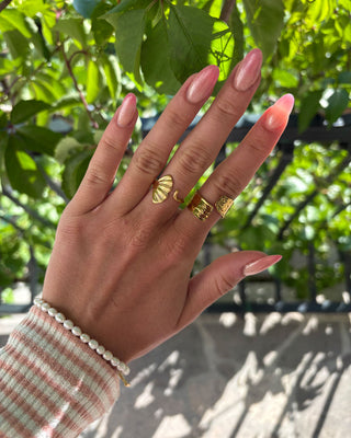 Wide Texture Ring 18K Guldpläterad