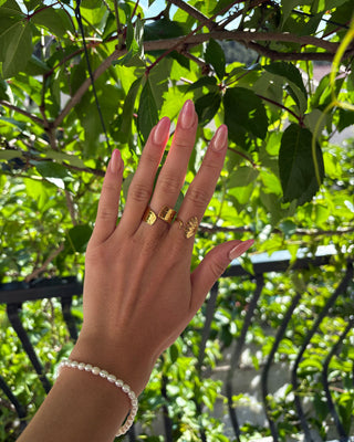 Wide Texture Ring 18K Guldpläterad