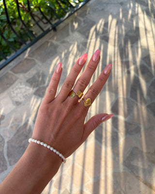 Wide Texture Ring 18K Guldpläterad