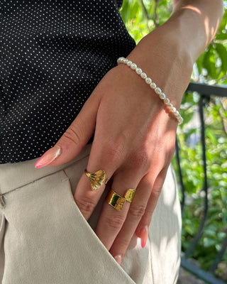Wide Texture Ring 18K Guldpläterad
