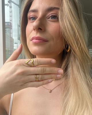 Hamrad Heart Ring 18K Guldpläterad