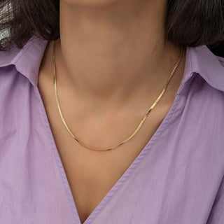 Flat Snake Halsband 18K Guldpläterad 2mm