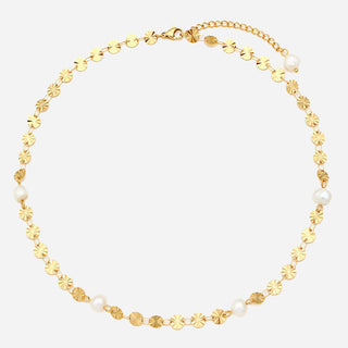 Sunburst Sötvattenspärla Halsband 18K Guldpläterad