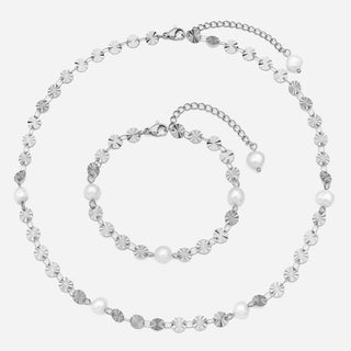 Sunburst Ferskvandsperle Halskæde + Armbånd Gavesæt