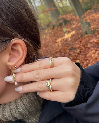 Zirconia Beaded Heart Ring 18K Guldpläterad