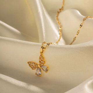 Zirconia Butterfly Halsband 18K Guldpläterad