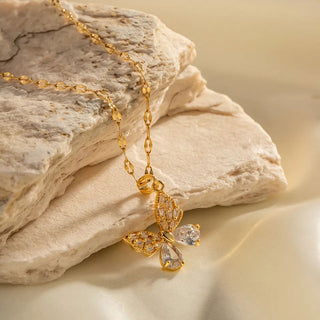 Zirconia Butterfly Halsband 18K Guldpläterad