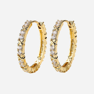 Zirconia Cross Hoops 18K Guldpläterad