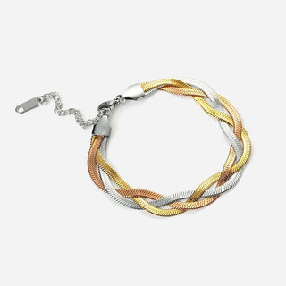Triple Twisted Flat Snake Armband 18K Rosa/Guldpläterad 7mm