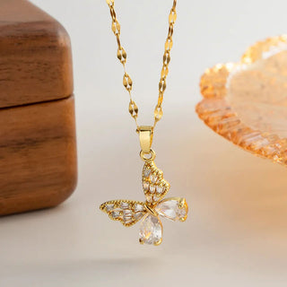 Zirconia Butterfly Halsband 18K Guldpläterad