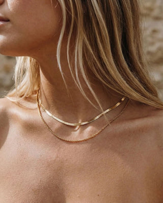 Snake Choker + Rope Smyckesset 18K Guldpläterat 2mm